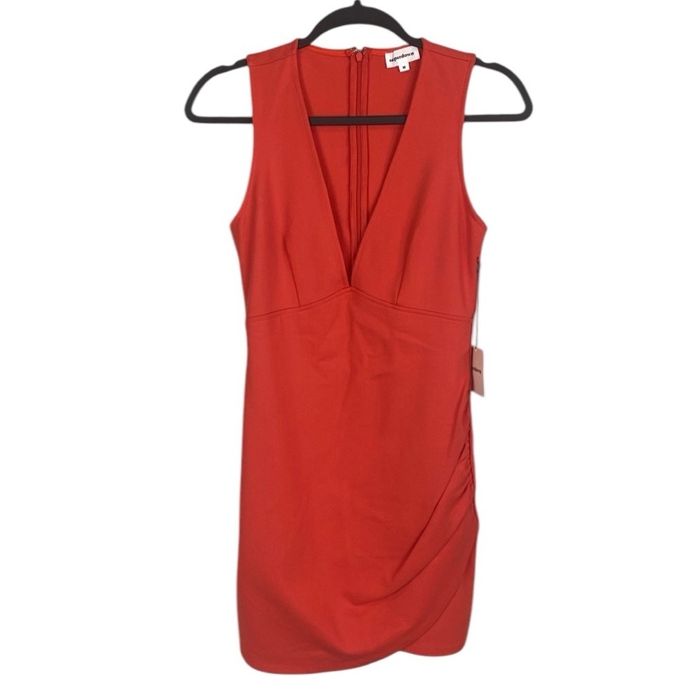 Superdown orange v neck sleeveless dress